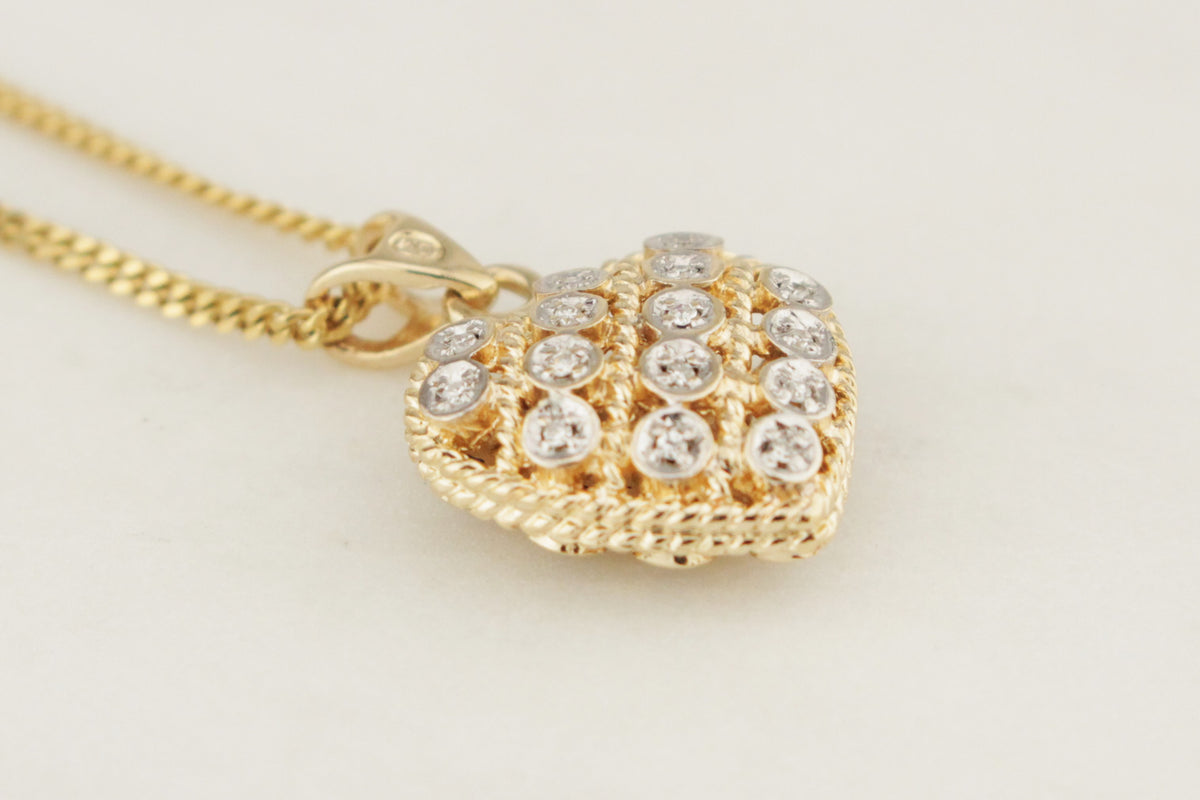 VINTAGE ESTATE REVERSIBLE SAPPHIRE & DIAMOND PENDANT 9ct GOLD