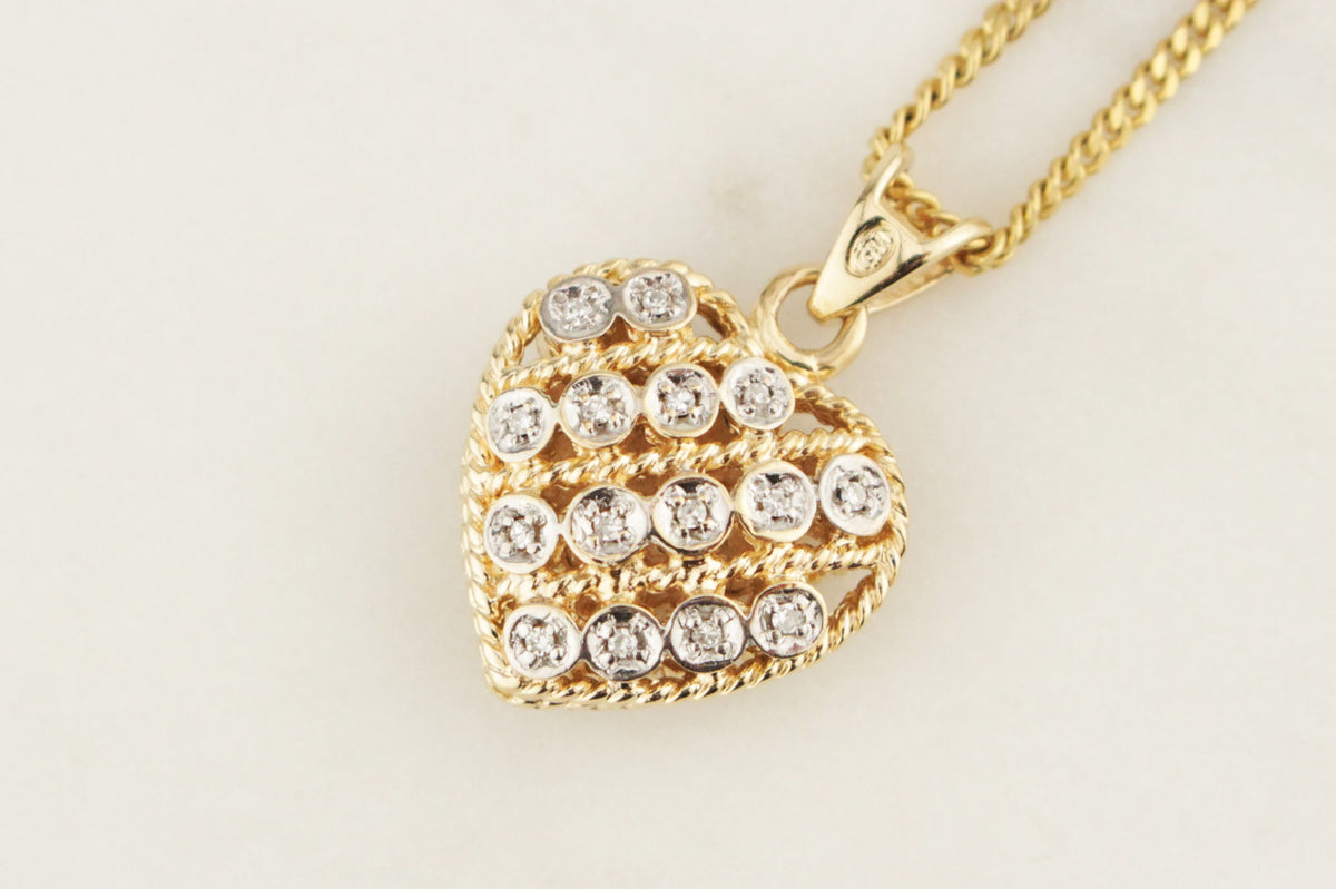 VINTAGE ESTATE REVERSIBLE SAPPHIRE & DIAMOND PENDANT 9ct GOLD