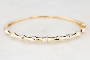 CONTEMPORARY .34ct DIAMOND BAMBOO BANGLE 9ct GOLD