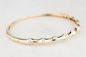 CONTEMPORARY .34ct DIAMOND BAMBOO BANGLE 9ct GOLD