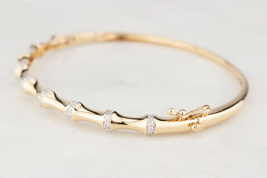 CONTEMPORARY .34ct DIAMOND BAMBOO BANGLE 9ct GOLD