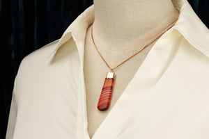 ANTIQUE EDWARDIAN BANDED AGATE PENDANT 9ct YELLOW GOLD