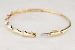 CONTEMPORARY .34ct DIAMOND BAMBOO BANGLE 9ct GOLD