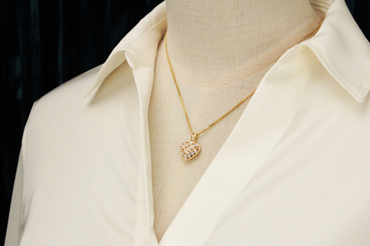 VINTAGE ESTATE REVERSIBLE SAPPHIRE & DIAMOND PENDANT 9ct GOLD