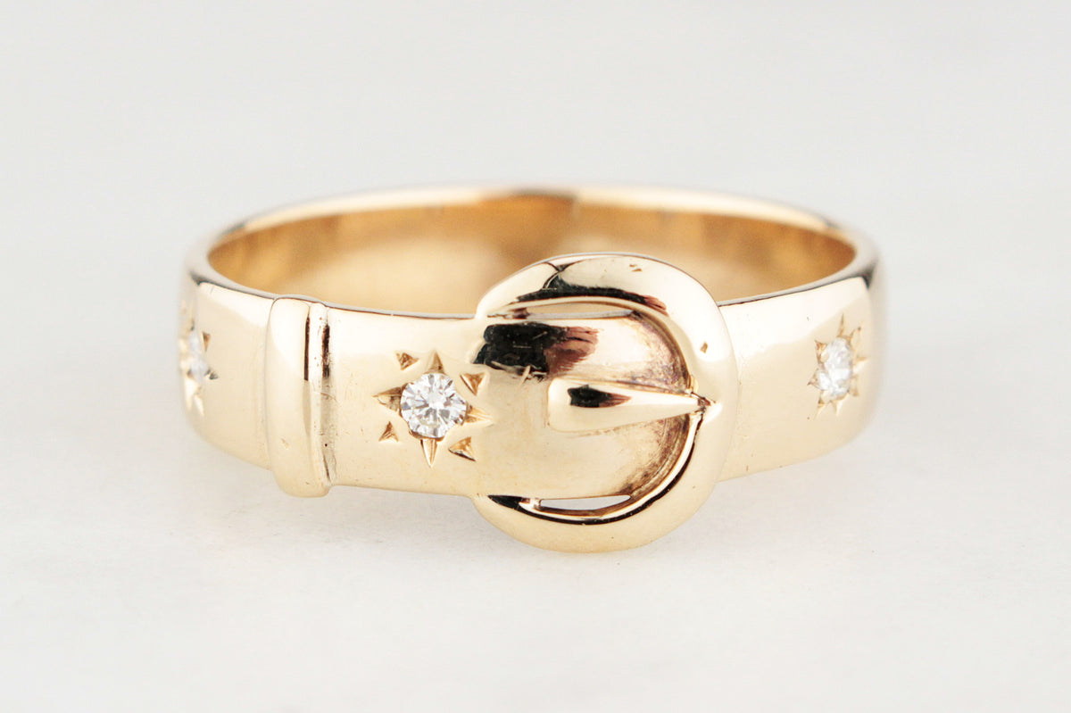 VINTAGE DIAMOND BUCKLE RING 9ct GOLD