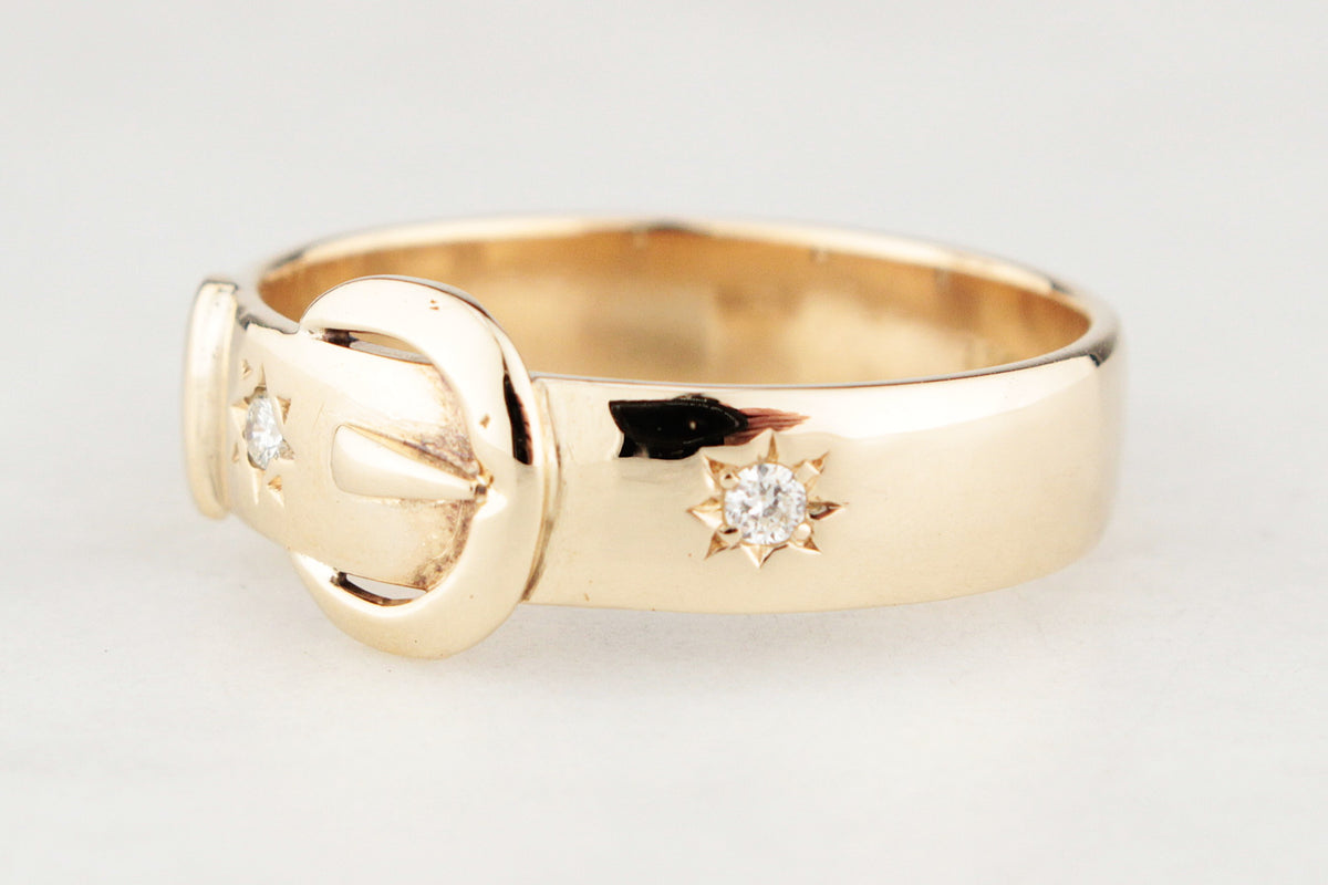 VINTAGE DIAMOND BUCKLE RING 9ct GOLD