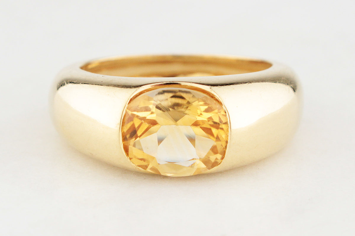 VINTAGE ITALIAN CITRINE DOME RING 18ct GOLD