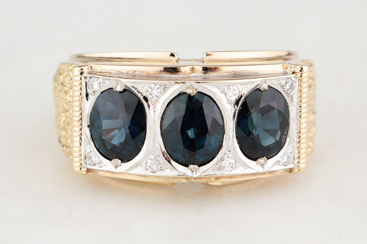 VINTAGE SAPPHIRE &amp; DIAMOND RING 14ct GOLD