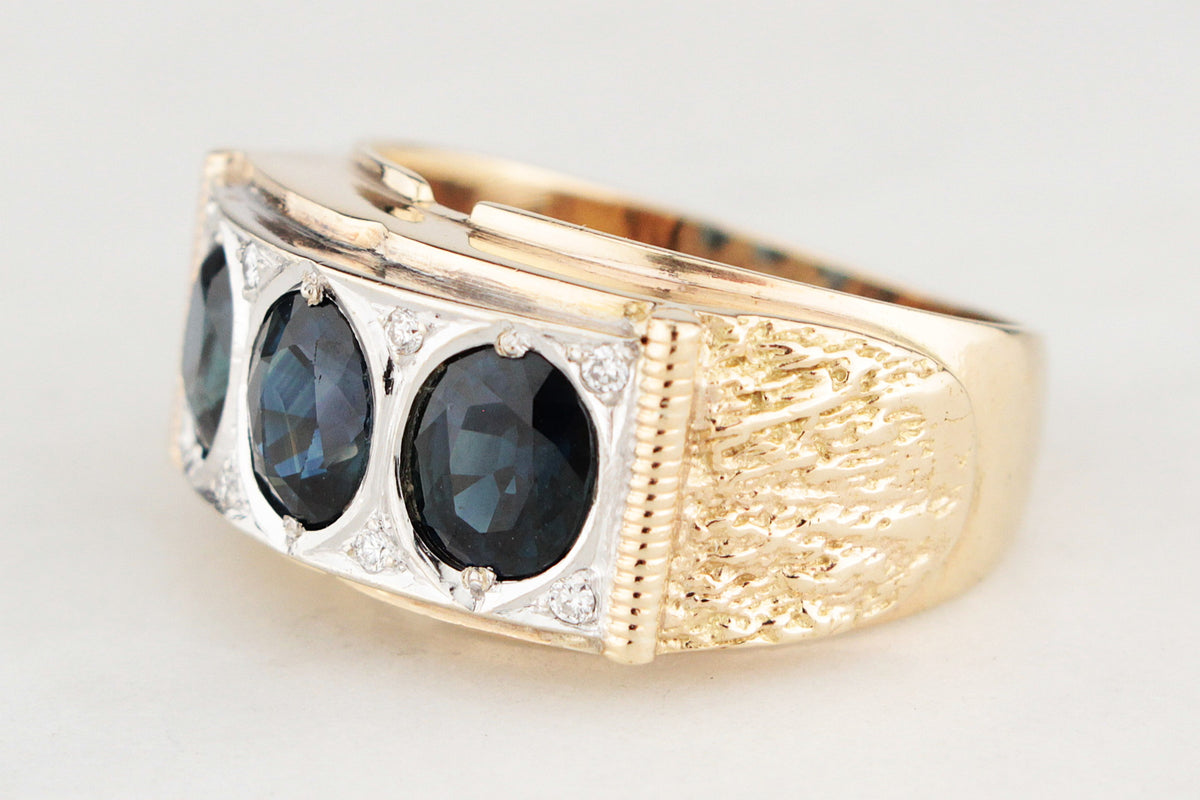 VINTAGE SAPPHIRE &amp; DIAMOND RING 14ct GOLD