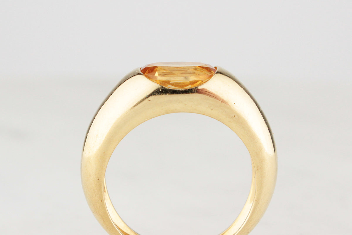VINTAGE ITALIAN CITRINE DOME RING 18ct GOLD