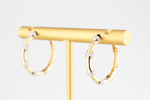 CONTEMPORARY BAMBOO DIAMOND SET EARRINGS 9/18ct GOLD