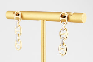 CONTEMPORARY DIAMOND ANCHOR LINK EARRINGS 9/18ct GOLD