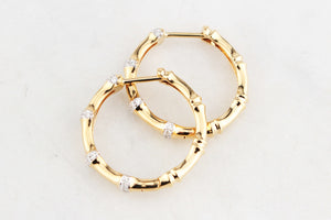 CONTEMPORARY BAMBOO DIAMOND SET EARRINGS 9/18ct GOLD