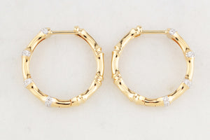 CONTEMPORARY BAMBOO DIAMOND SET EARRINGS 9/18ct GOLD
