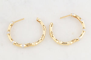 CONTEMPORARY BAMBOO DIAMOND SET EARRINGS 9/18ct GOLD