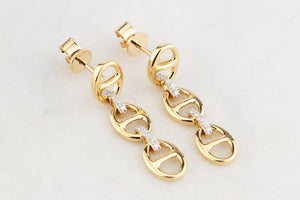 CONTEMPORARY DIAMOND ANCHOR LINK EARRINGS 9/18ct GOLD