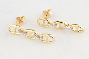 CONTEMPORARY DIAMOND ANCHOR LINK EARRINGS 9/18ct GOLD