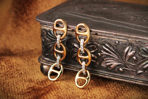 CONTEMPORARY DIAMOND ANCHOR LINK EARRINGS 9/18ct GOLD