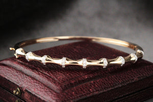CONTEMPORARY .34ct DIAMOND BAMBOO BANGLE 9ct GOLD