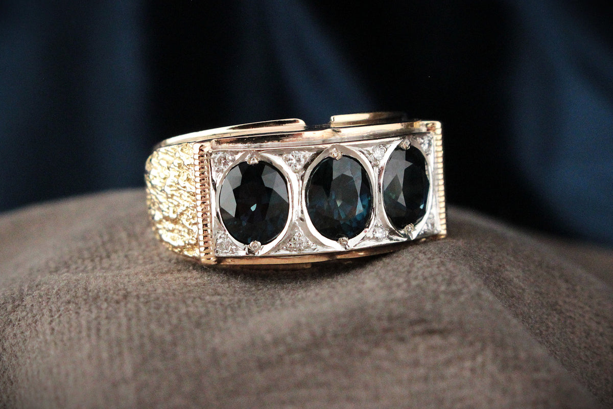 VINTAGE SAPPHIRE &amp; DIAMOND RING 14ct GOLD
