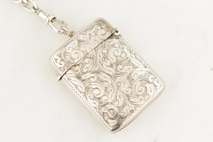 ANTIQUE VICTORIAN 1887 STERLING SILVER VESTA CASE