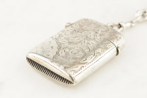 ANTIQUE VICTORIAN 1887 STERLING SILVER VESTA CASE