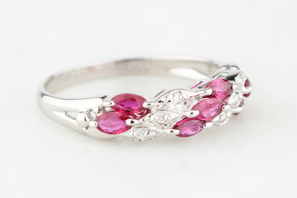 MODERN PLATINUM RUBY &amp; DIAMOND RING