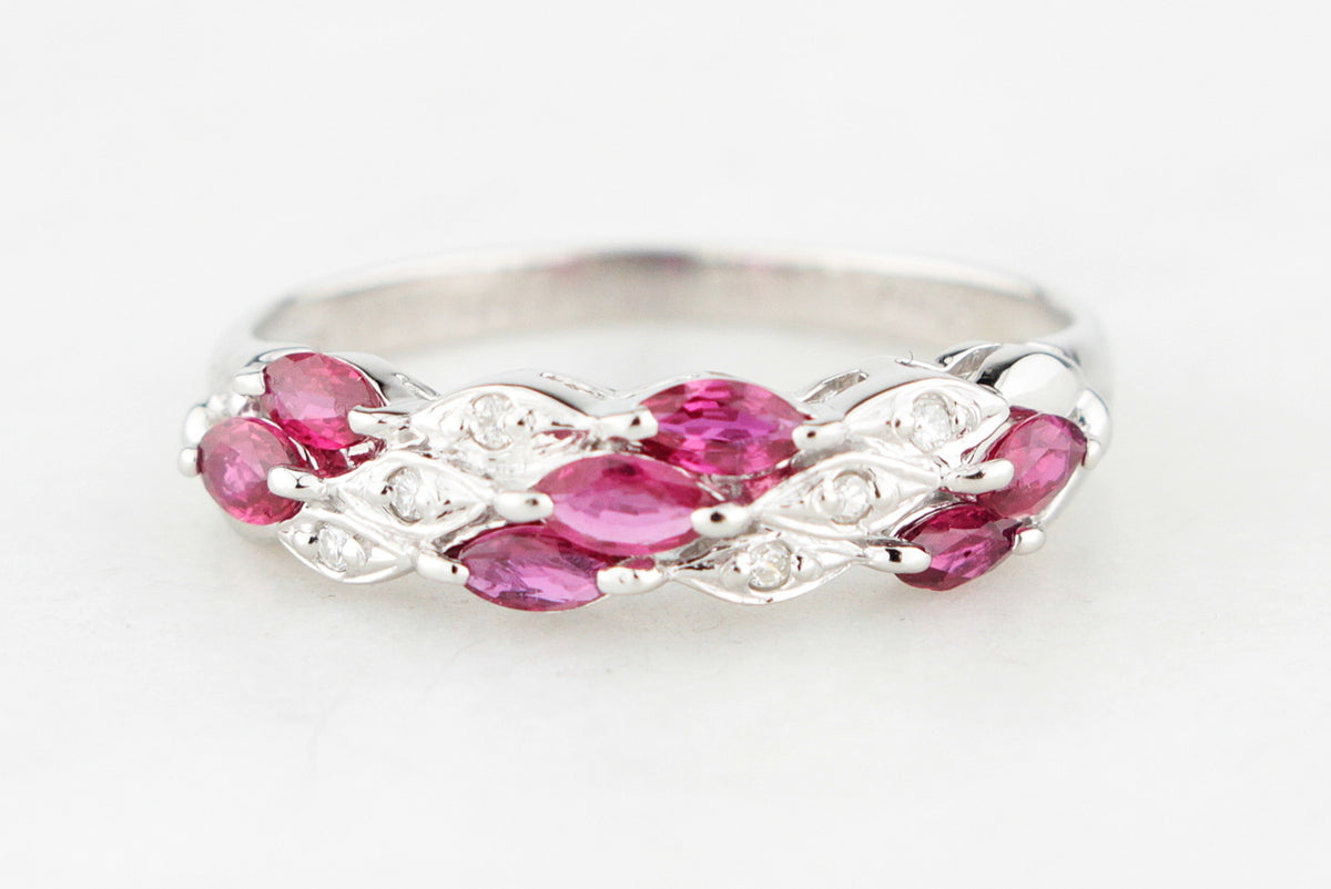 MODERN PLATINUM RUBY &amp; DIAMOND RING
