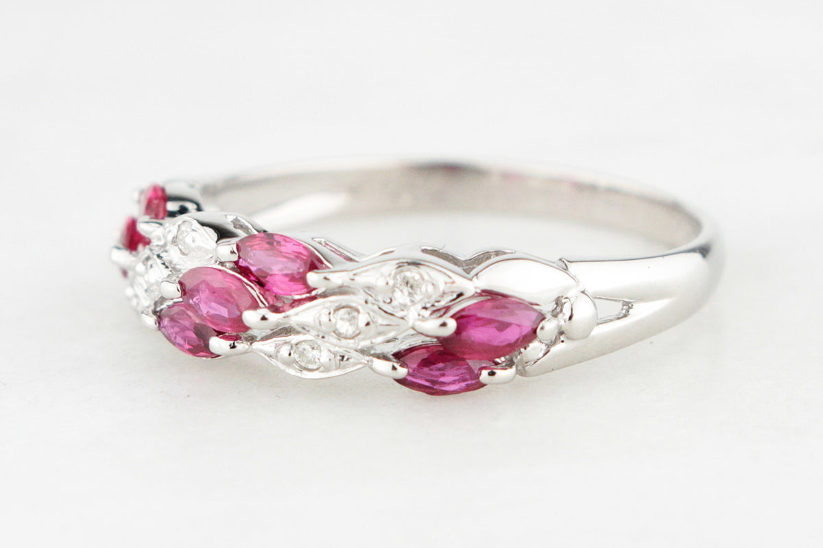 MODERN PLATINUM RUBY &amp; DIAMOND RING