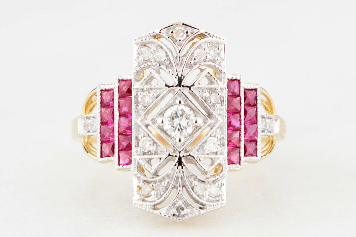 VINTAGE RUBY &amp; DIAMOND RING 18ct GOLD