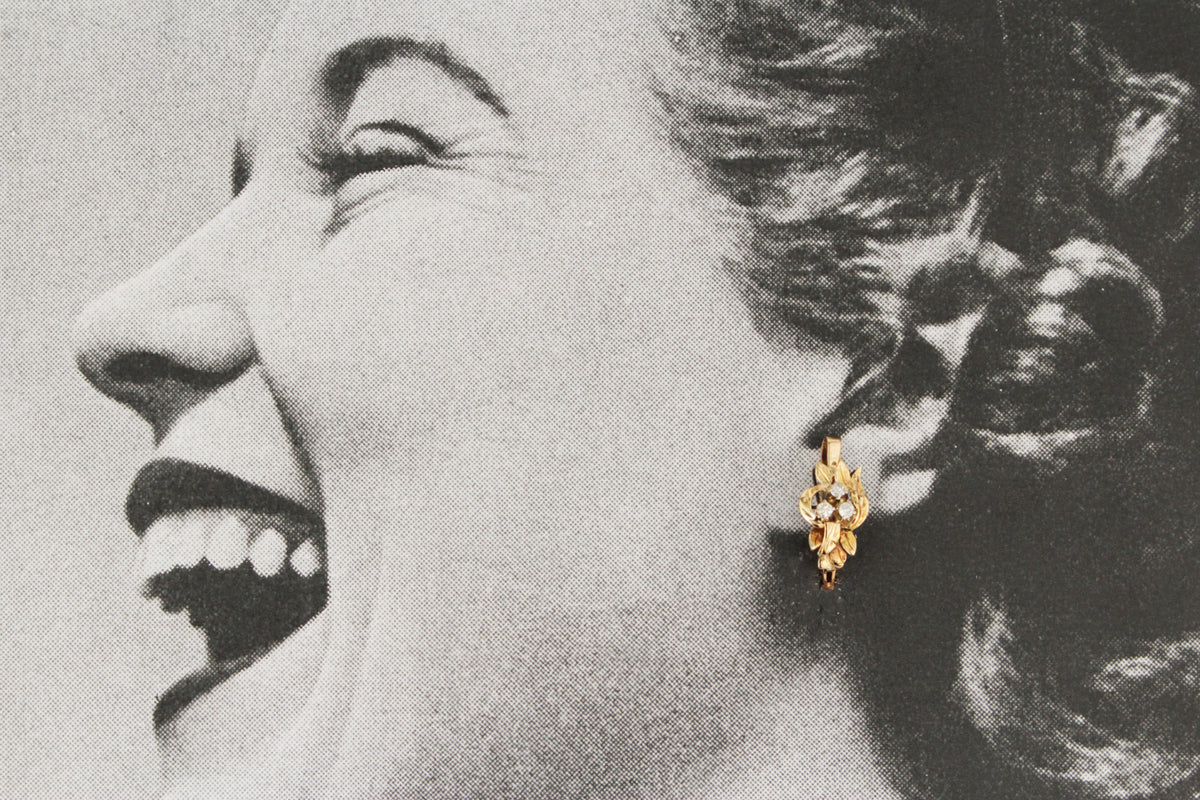 VINTAGE ESTATE c1940 DIAMOND EARRINGS 9ct GOLD