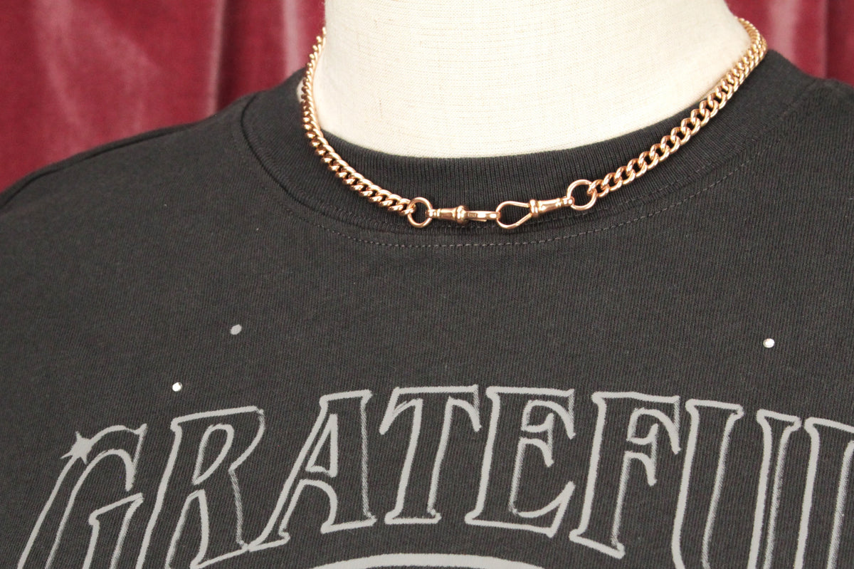 ANTIQUE EDWARDIAN c1900 DOUBLE ALBERT FOB CHAIN on 9ct ROSE GOLD