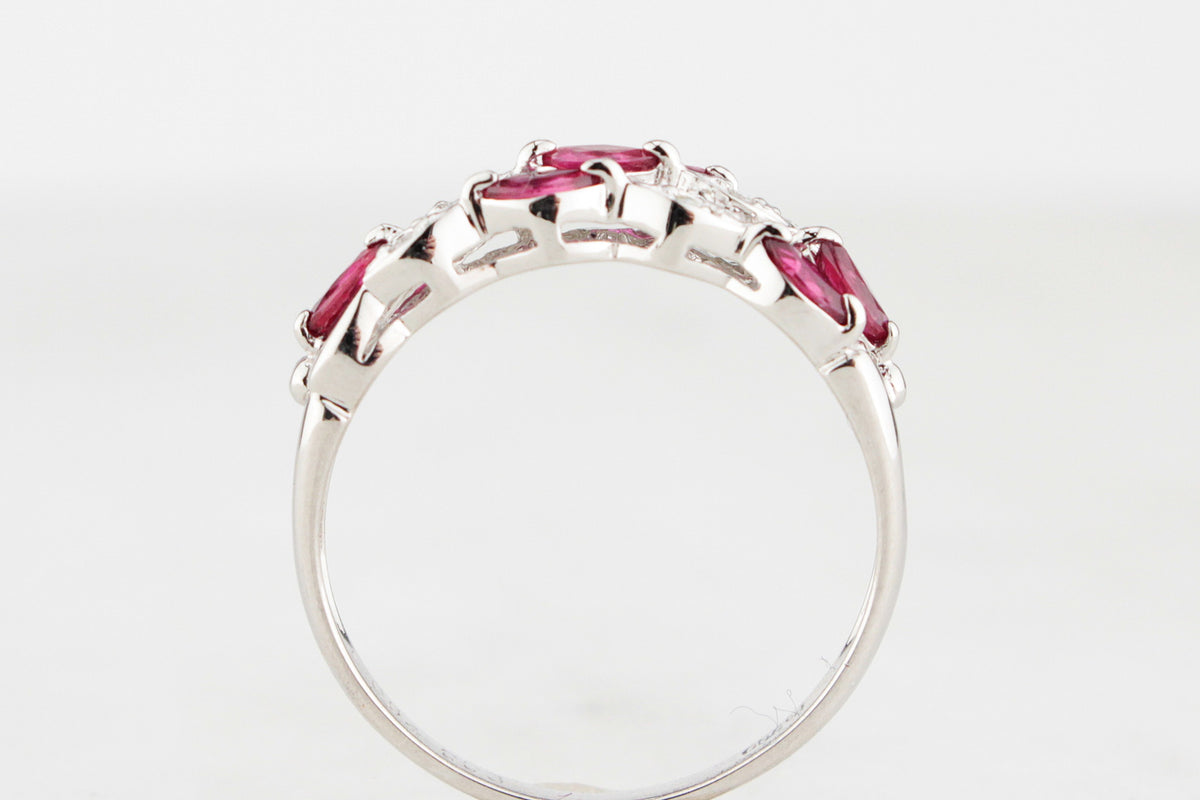 MODERN PLATINUM RUBY &amp; DIAMOND RING