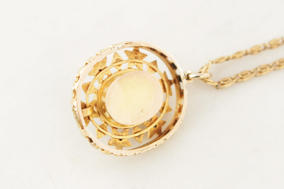 ANTIQUE VICTORIAN c1880 DIAMOND GARNET &amp; SEED PEARL PENDANT 9ct GOLD