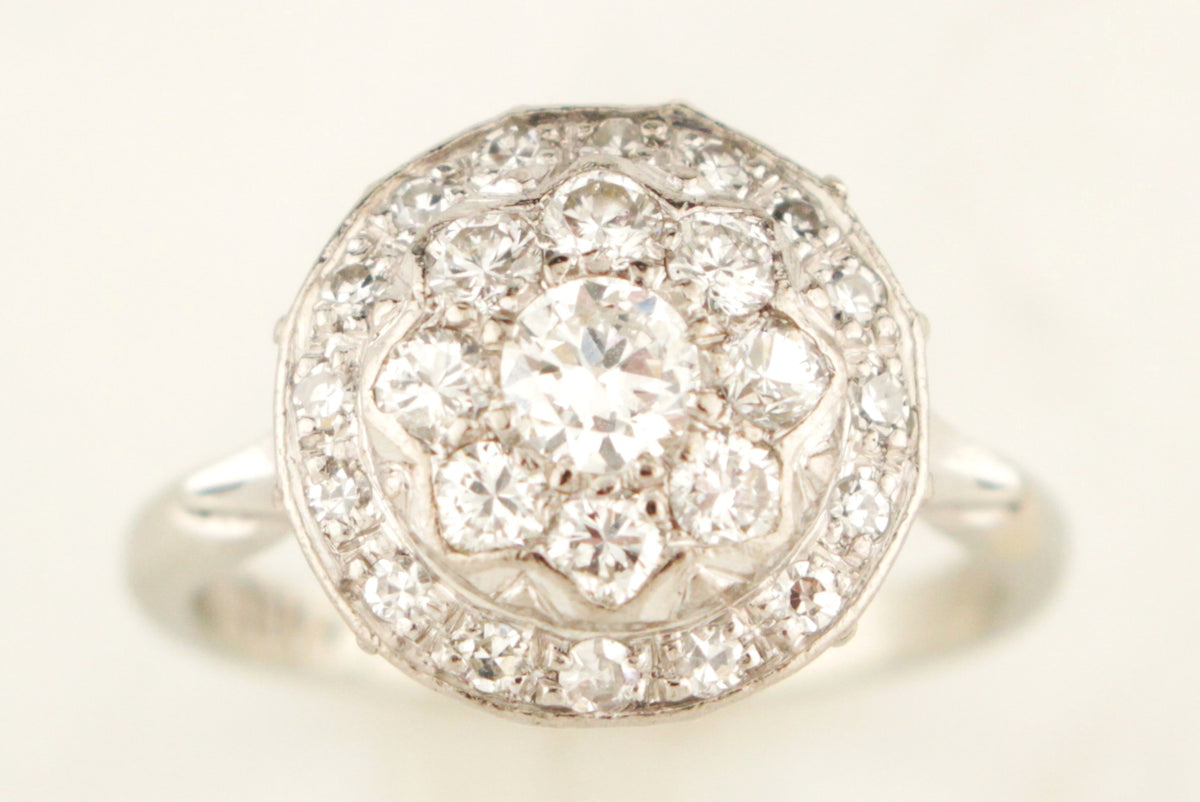 VINTAGE LATE DECO c1930/40’s .65ct DIAMOND RING 18ct WHITE GOLD & PALLADIUM