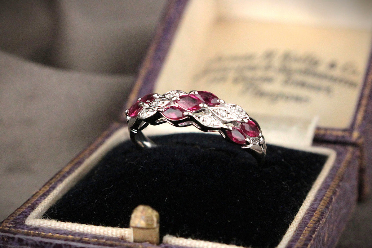 MODERN PLATINUM RUBY &amp; DIAMOND RING