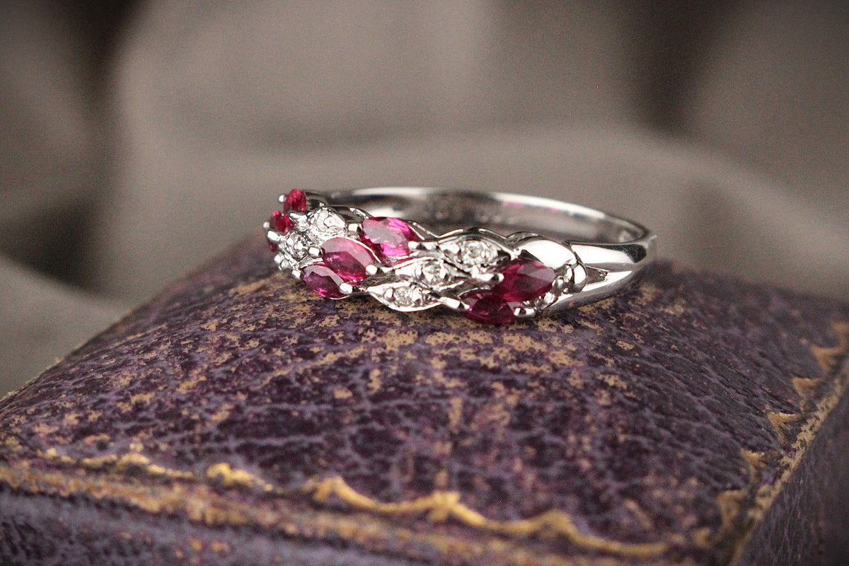 MODERN PLATINUM RUBY &amp; DIAMOND RING