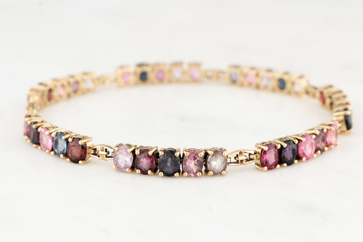 VINTAGE c1970/80 NATURAL 14.80ct SPINEL BRACELET 9ct GOLD