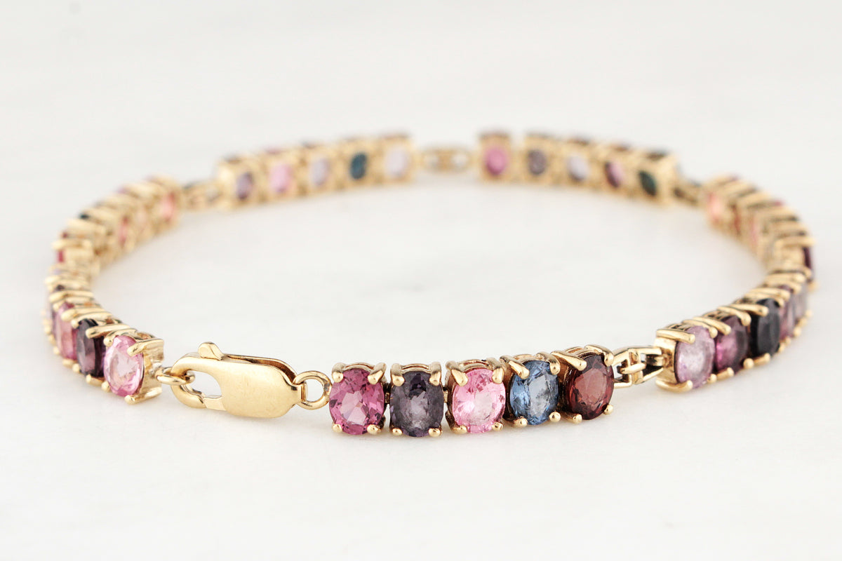 VINTAGE c1970/80 NATURAL 14.80ct SPINEL BRACELET 9ct GOLD
