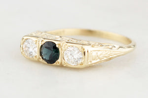 BESPOKE SAPPHIRE & DIAMOND RING 14ct GOLD