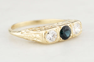 BESPOKE SAPPHIRE & DIAMOND RING 14ct GOLD