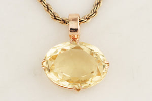 ANTIQUE AUSTRALIAN c1900 CITRINE PENDANT 9ct ROSE GOLD