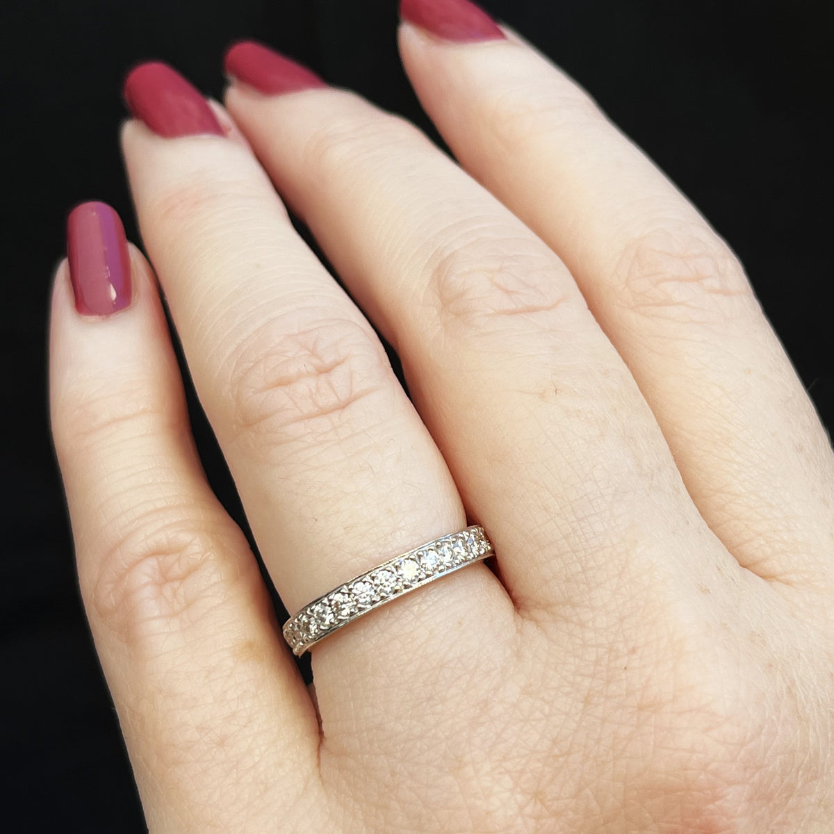 VINTAGE .90ct DIAMOND FULL ETERNITY RING 10ct GOLD