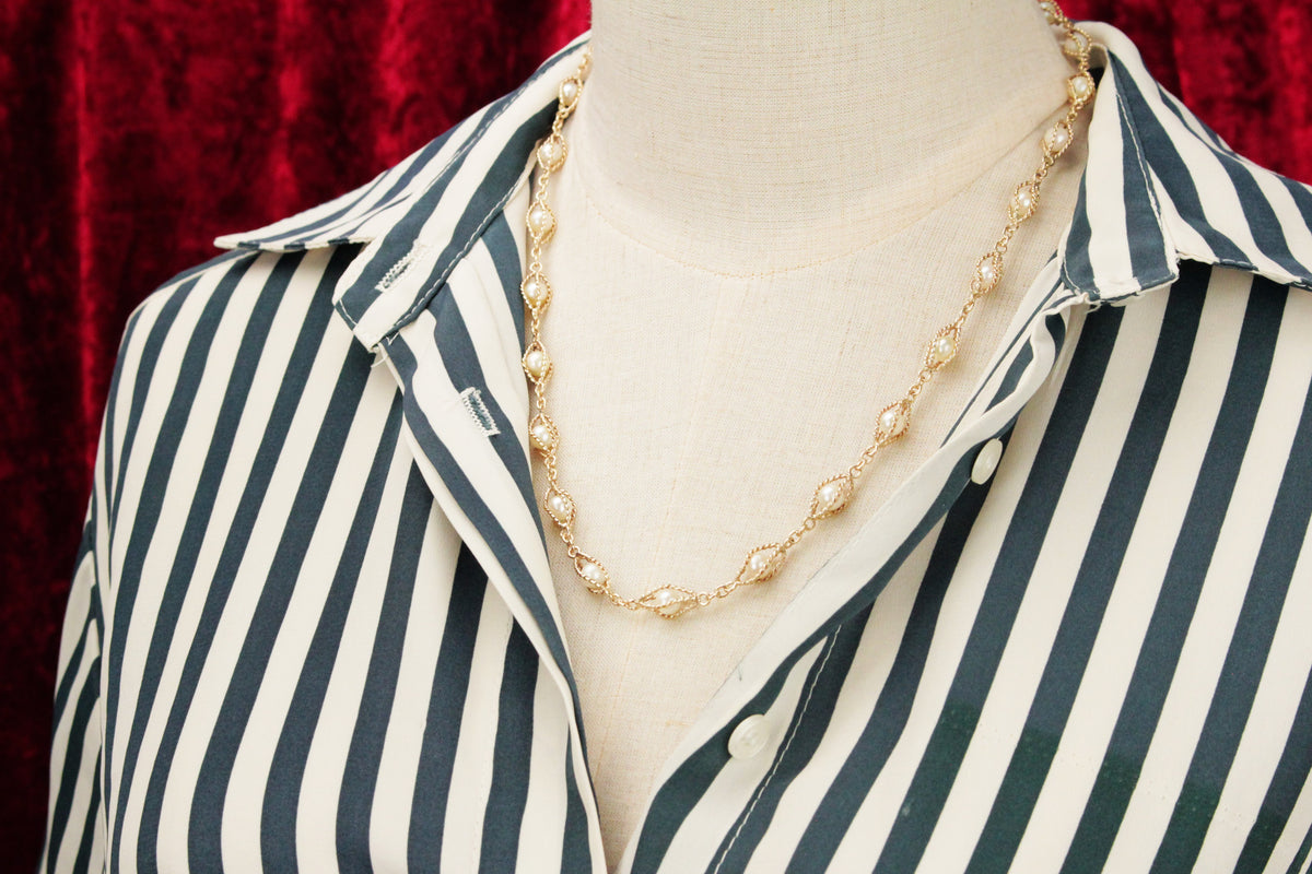 VINTAGE MID CENTURY c1970’s PEARL 9ct GOLD NECKLACE