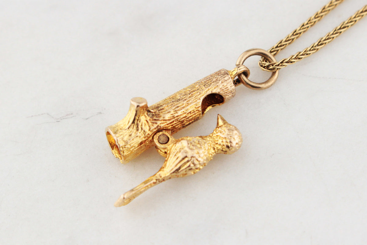 RETRO ARTICULATED WOODPECKER CHARM 9ct GOLD