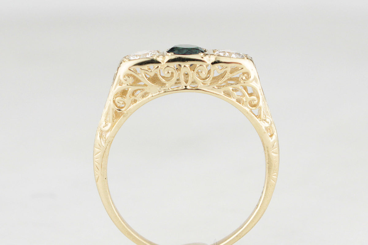 BESPOKE SAPPHIRE &amp; DIAMOND RING 14ct GOLD