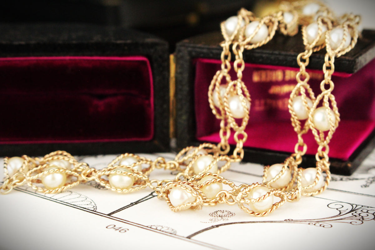 VINTAGE MID CENTURY c1970’s PEARL 9ct GOLD NECKLACE