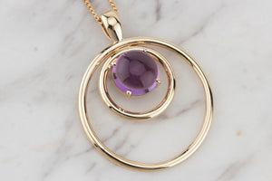 VINTAGE ESTATE c1980 6.4ct AMETHYST PENDANT ON 9ct YELLOW GOLD