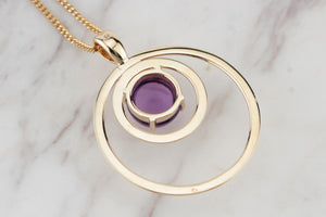 VINTAGE ESTATE c1980 6.4ct AMETHYST PENDANT ON 9ct YELLOW GOLD