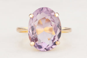 VINTAGE 7.2ct ROSE DE FRANCE AMETHYST COCKTAIL RING 14ct GOLD
